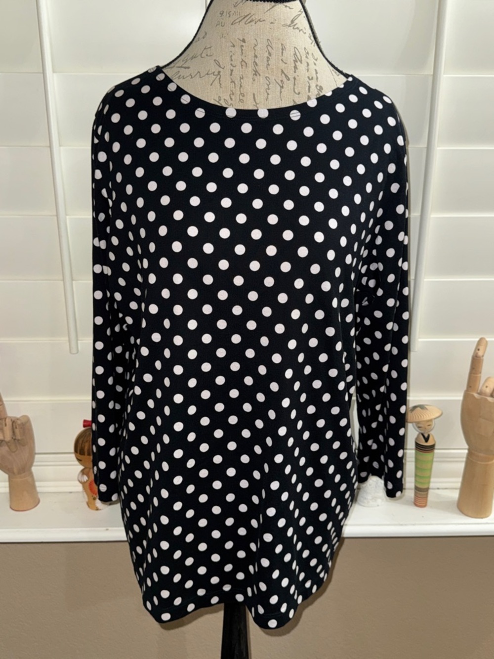 Marimekko 3/4 Sleeve Polka Dot Top